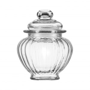 Brocal de Vidrio Redondo Astriado con Tapa