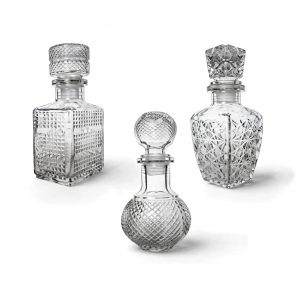 Licorera Labrada con Tapa Cuadrada, Redonda y Diamante