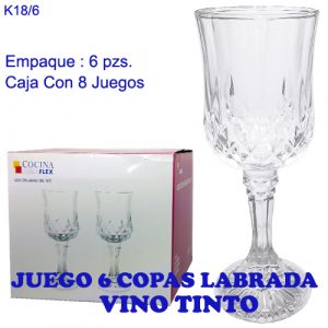 Juego de copas labradas vino tinto