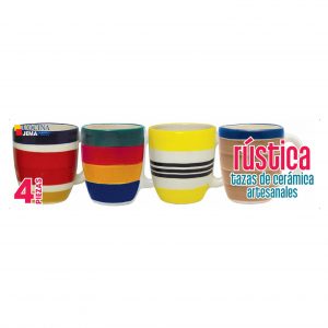 Jgo. 4 Tazas Cerámica Rústica
