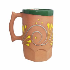 Tarro para cerveza de barro con diseño de espiga
