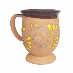 Tarro estilo copa de barro con diseño de espiga