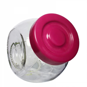 Brocalito de Vidrio con Tapa Fucsia