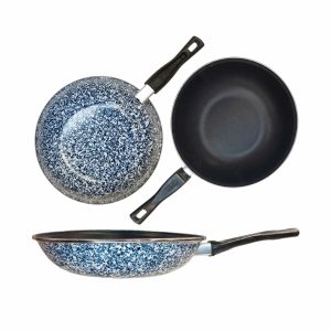 Wok Nº 28 de granito negro con blanco