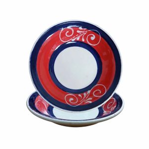 Plato sopero color rojo con azul